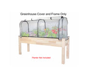 Greenhouse cover and frame on a Cedar planter