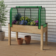 Self-Watering Cedar Planter (22" x 48" x 30"H) + Greenhouse & Bug Cover