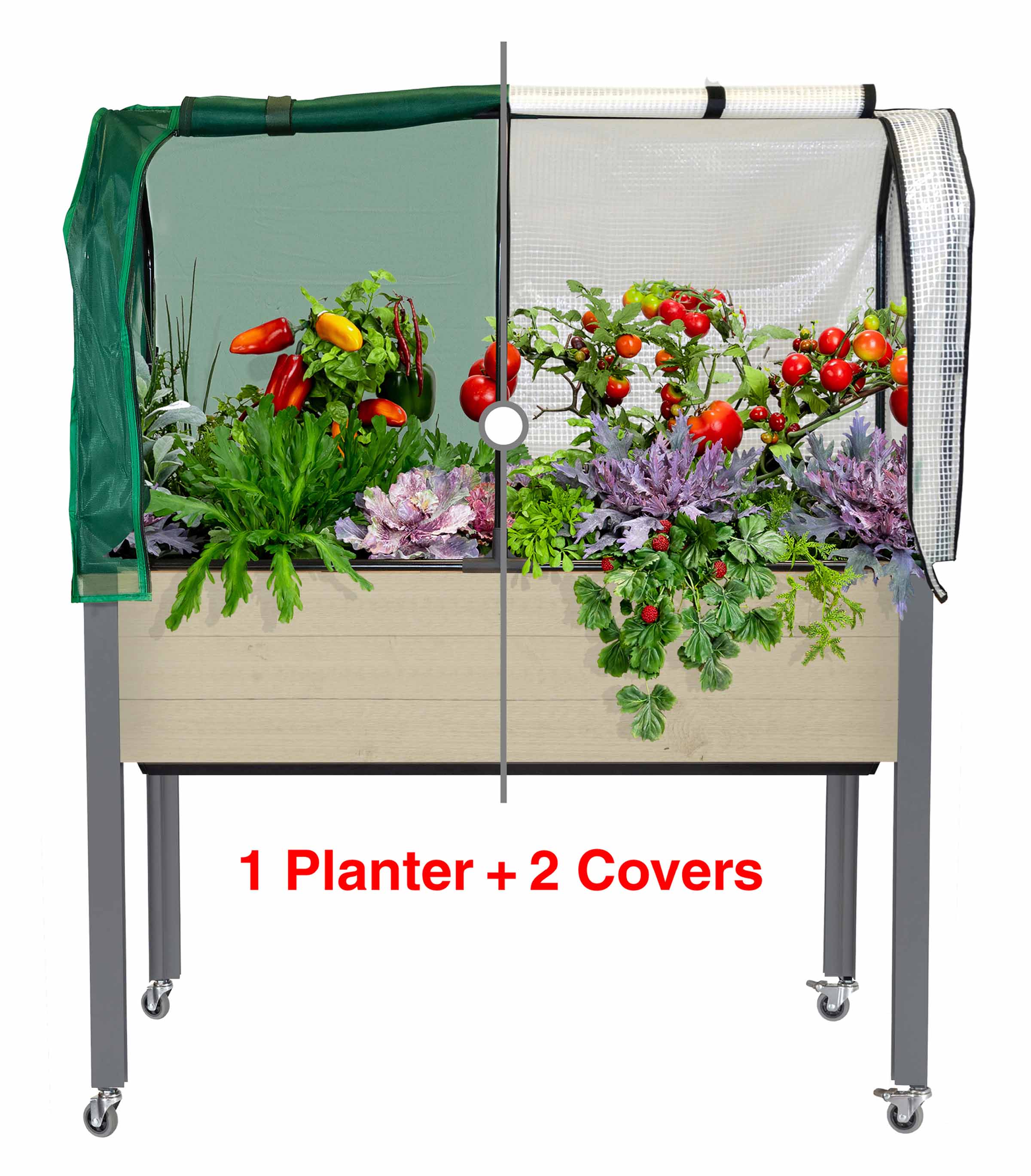 Self-Watering Spruce Planter (21 x 47 x 32"H) + Greenhouse & Bug Cover