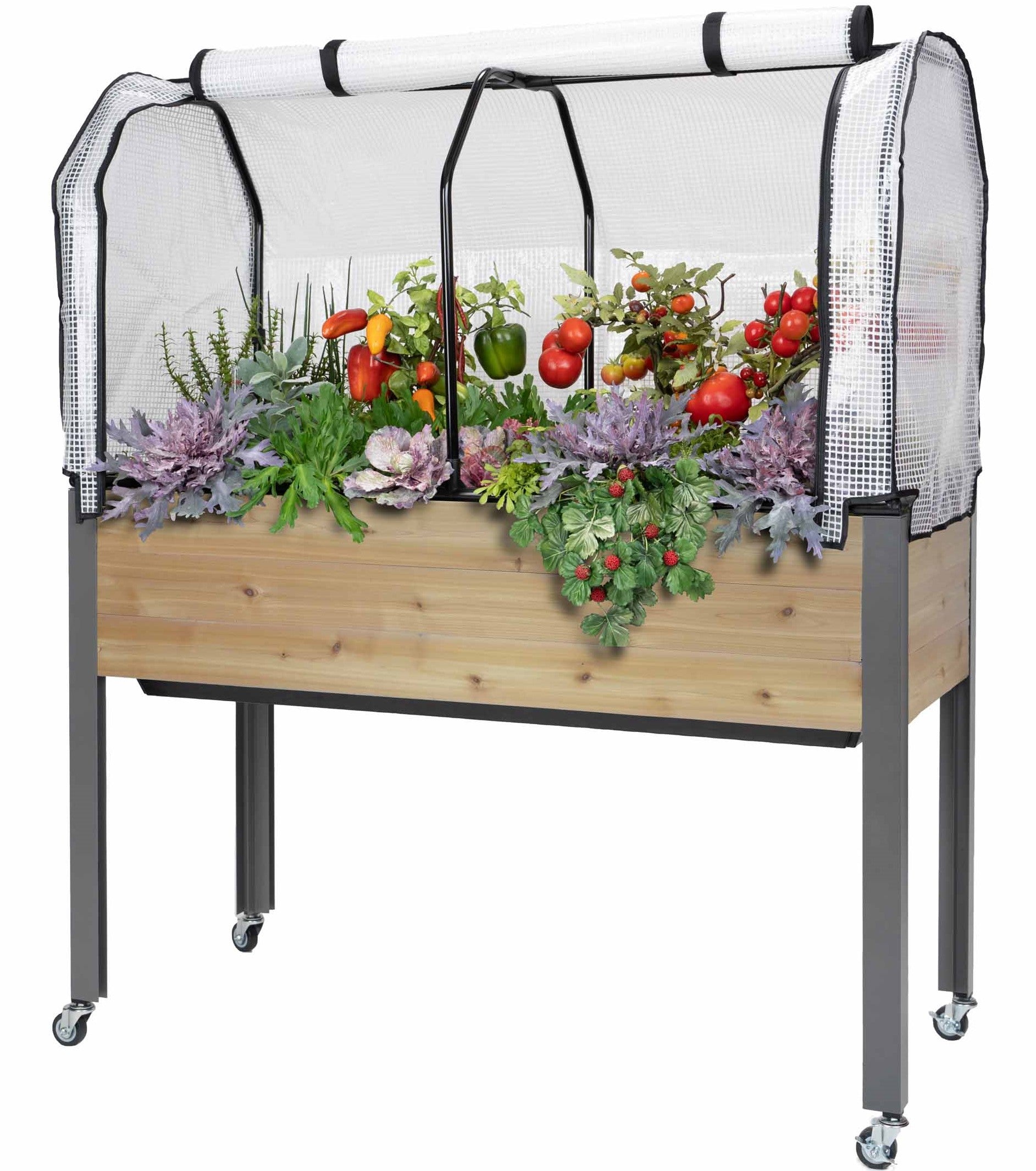 Jardinière en cèdre à arrosage automatique (21" x 47" x 32"H) + housse de serre
