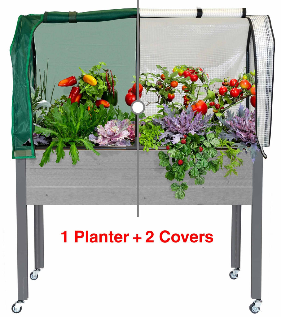 Self-Watering Spruce Planter (21 x 47 x 32"H) + Greenhouse & Bug Cover