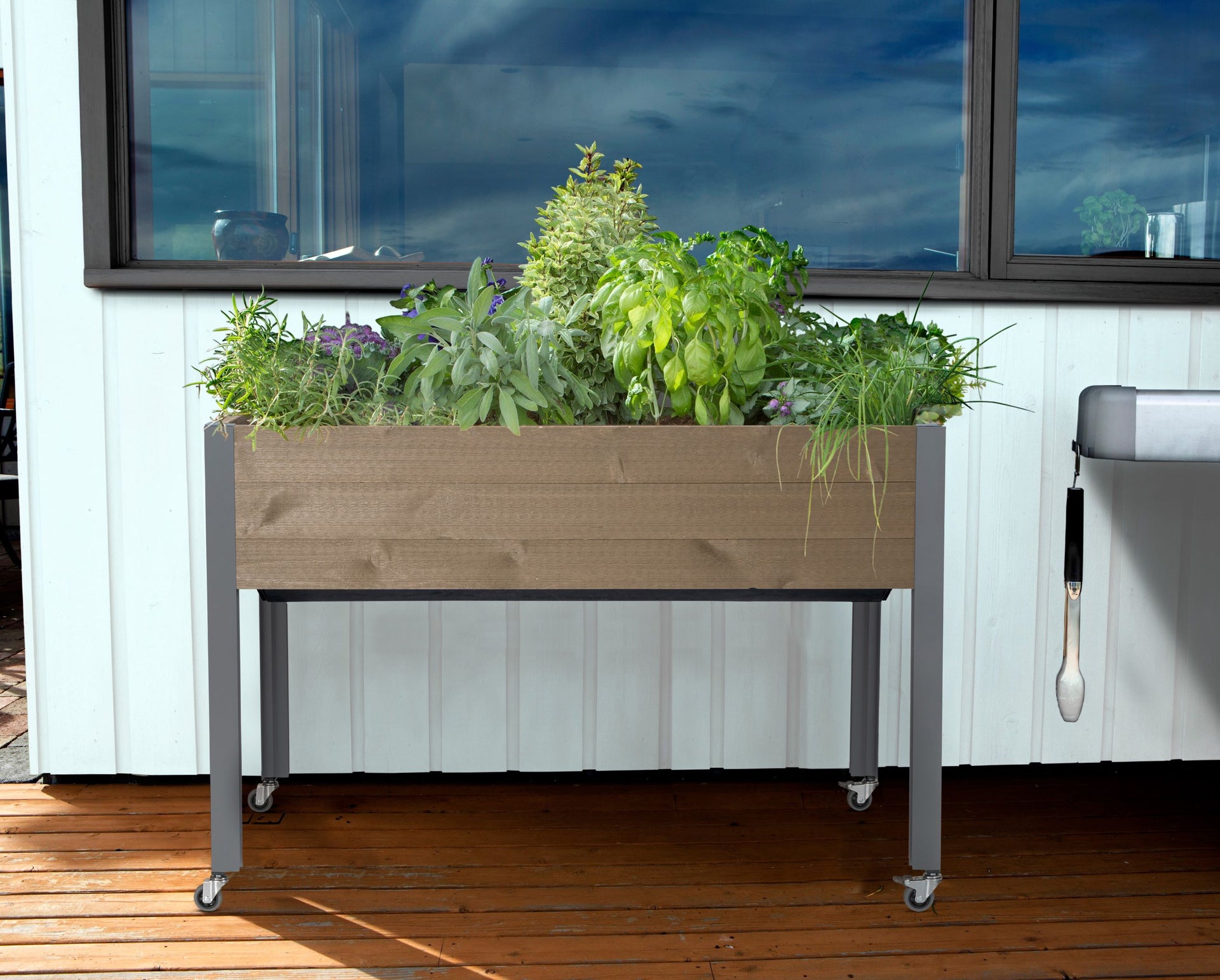 urban outfitters self watering planter Self-Watering Elevated Spruce Planter (21" x 47" x 32") Brown