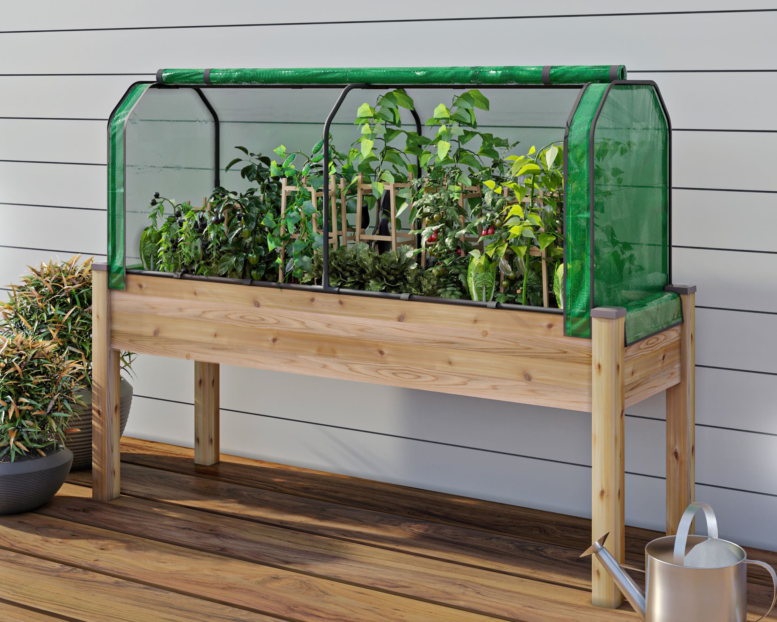 Cedar Planter (23" X 72" X 30"H) + Greenhouse & Bug Cover