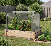 Cedar Raised Garden Bed (33 x 49 x 11"H) + Greenhouse & Bug Cover