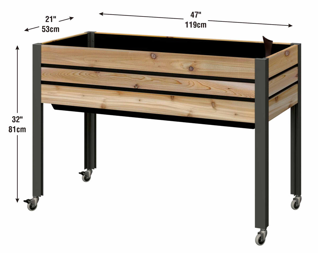 Self-Watering Cedar Slat Planter (21" x 47" x 32"H)