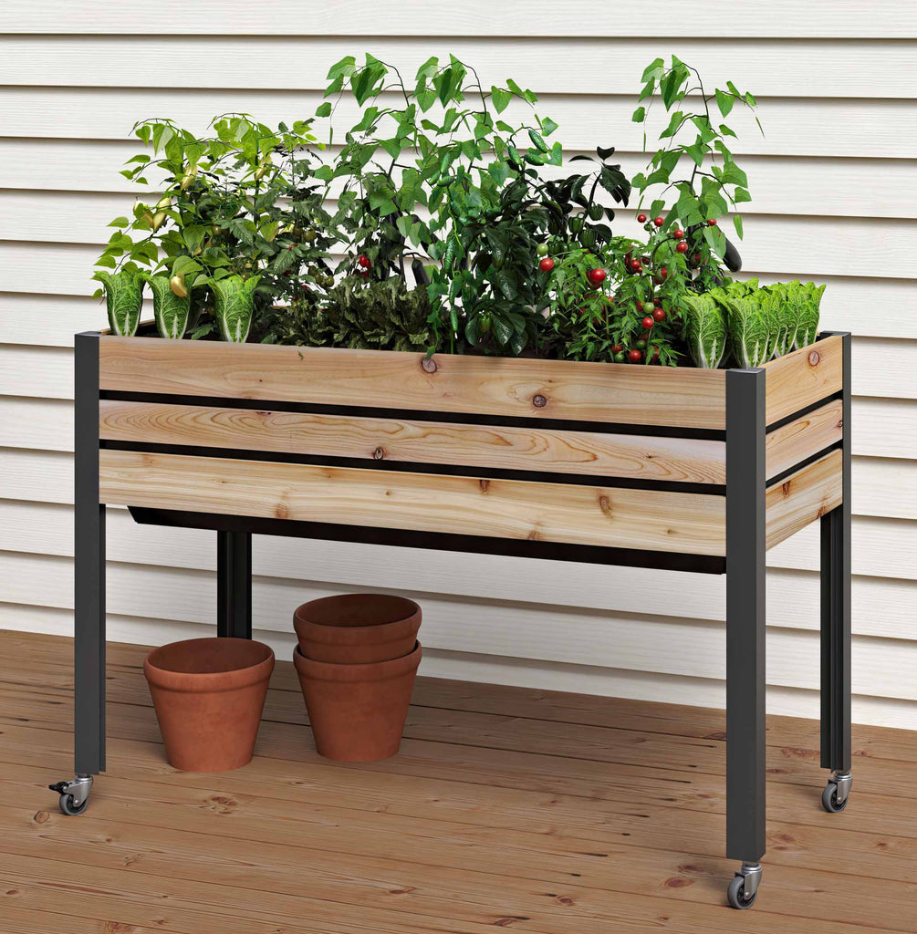 Self-Watering Cedar Slat Planter (21" x 47" x 32"H)