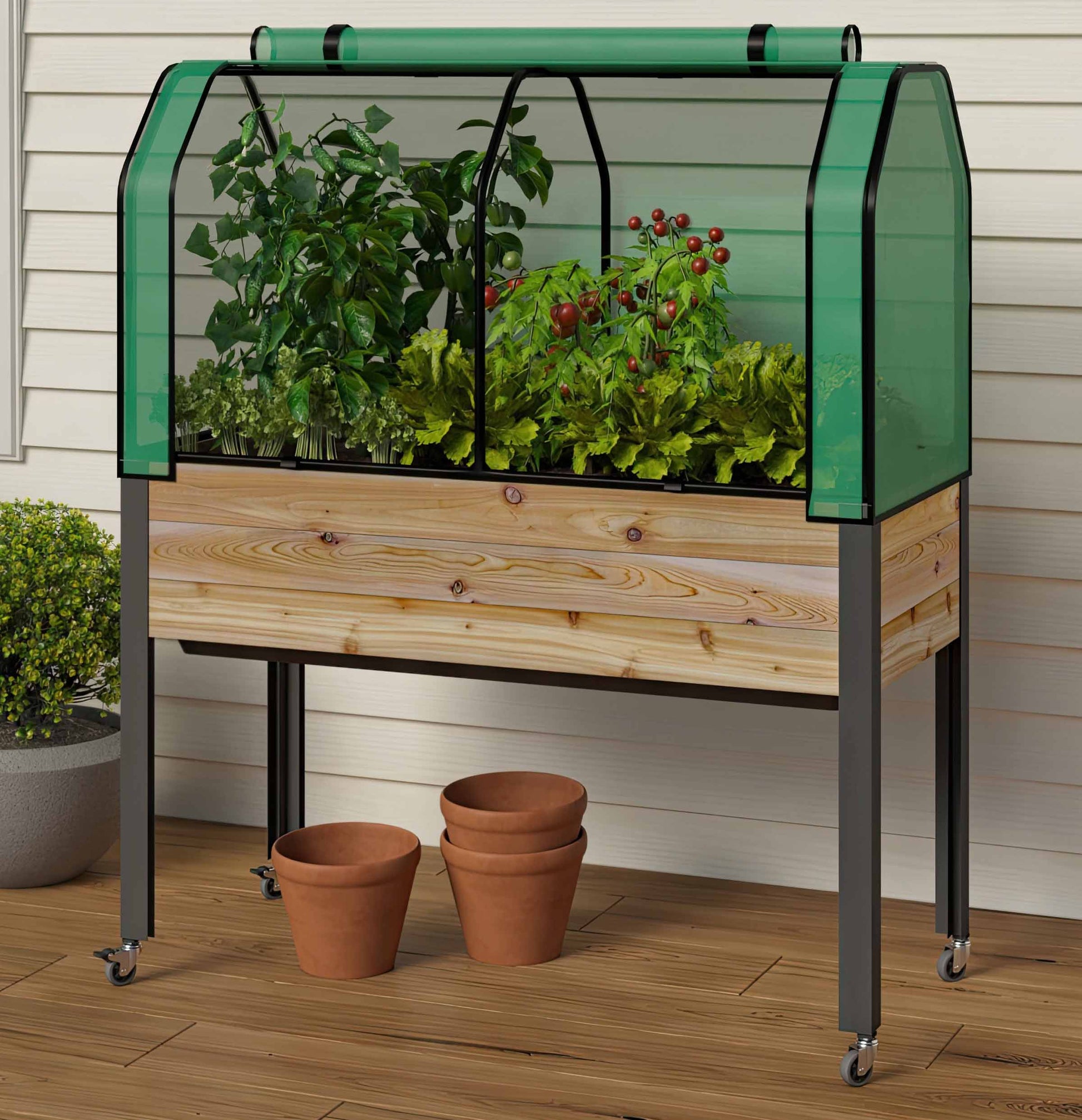 veradek self watering planter instructions Self-Watering Cedar Planter (21 x 47 x 32"H) + Greenhouse & Bug Cover – CedarCraft
