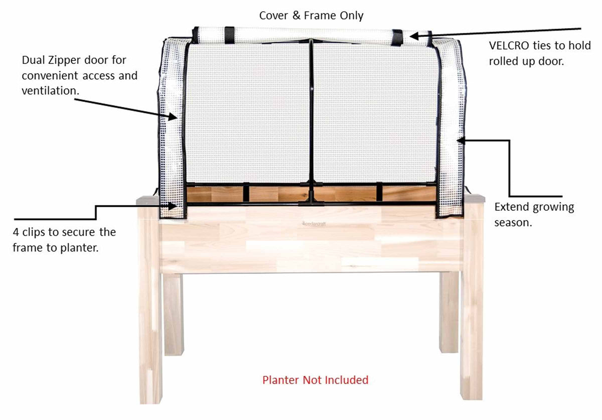 Ensemble serre-terrasse et cache-insectes pour jardinières 22/23" x 48/49"