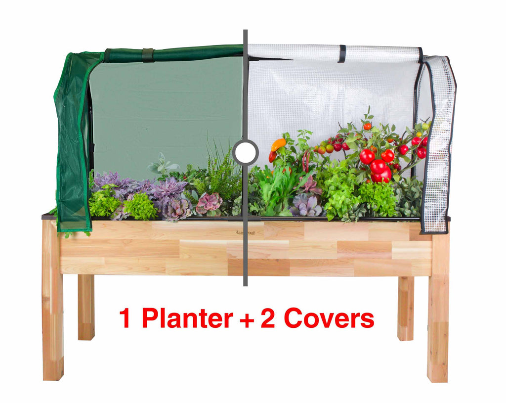 Cedar Planter (23" x 72" x 30"H) + Greenhouse & Bug Cover