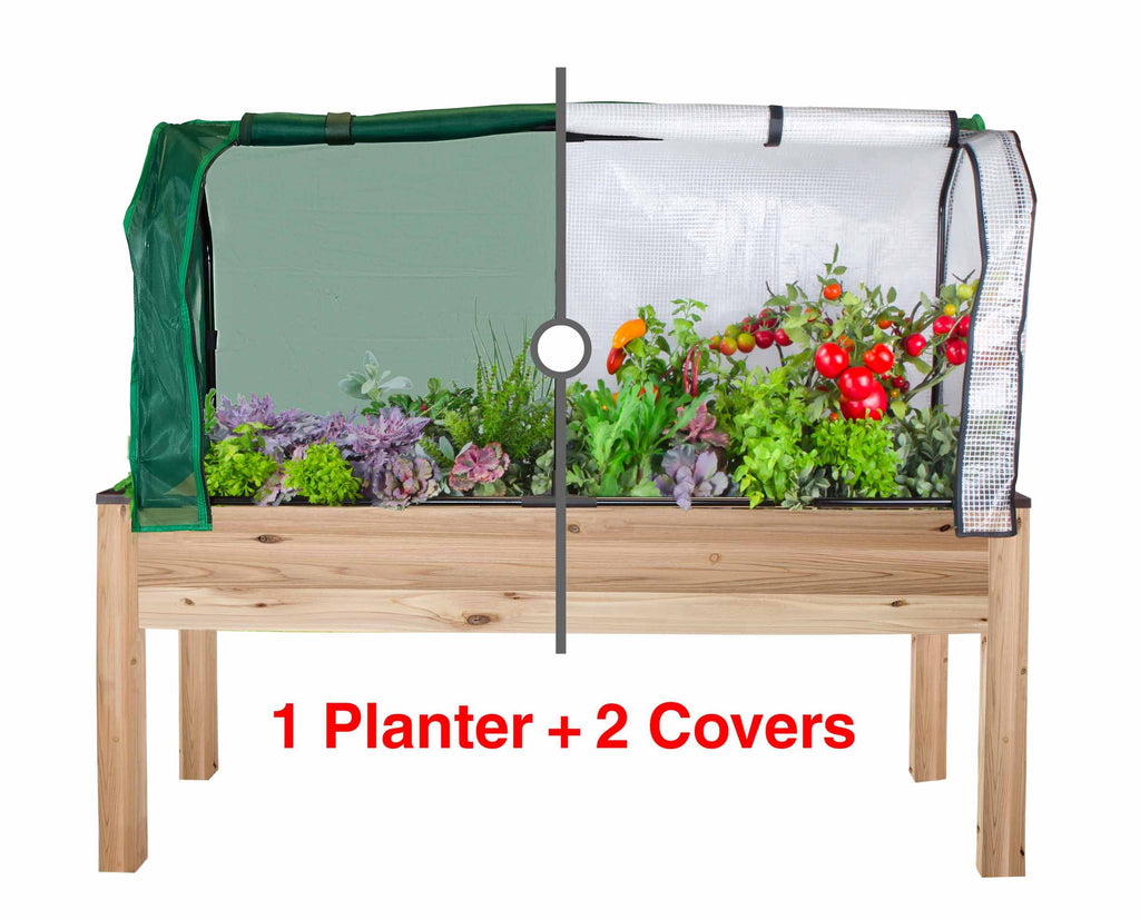 Cedar Planter (23" X 72" X 30"H) + Greenhouse & Bug Cover