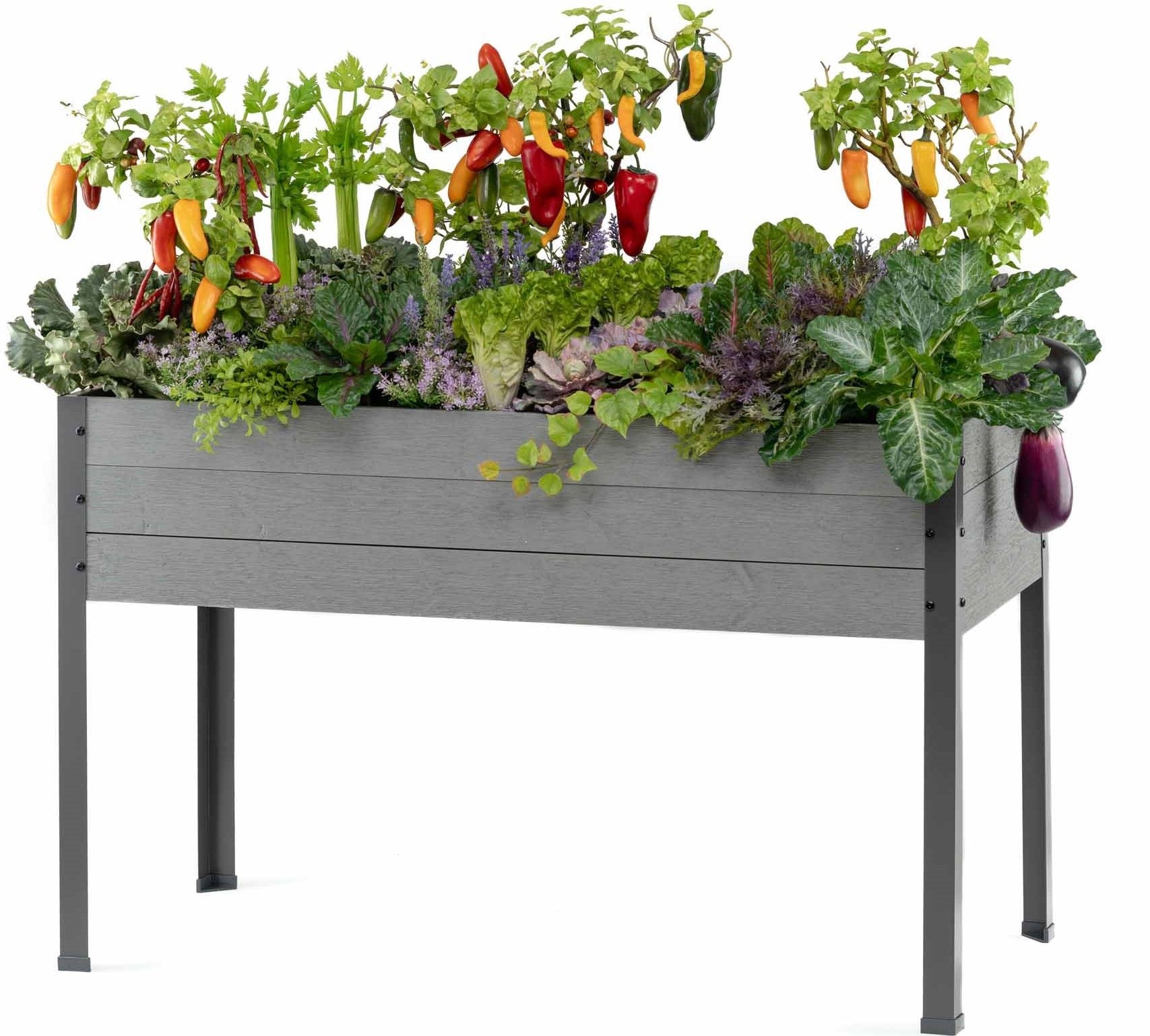 cedarcraft self-watering elevated spruce planter CedarCraft Elevated Spruce Deck Patio Planter 21"L x 47"W x 30"H, Gray