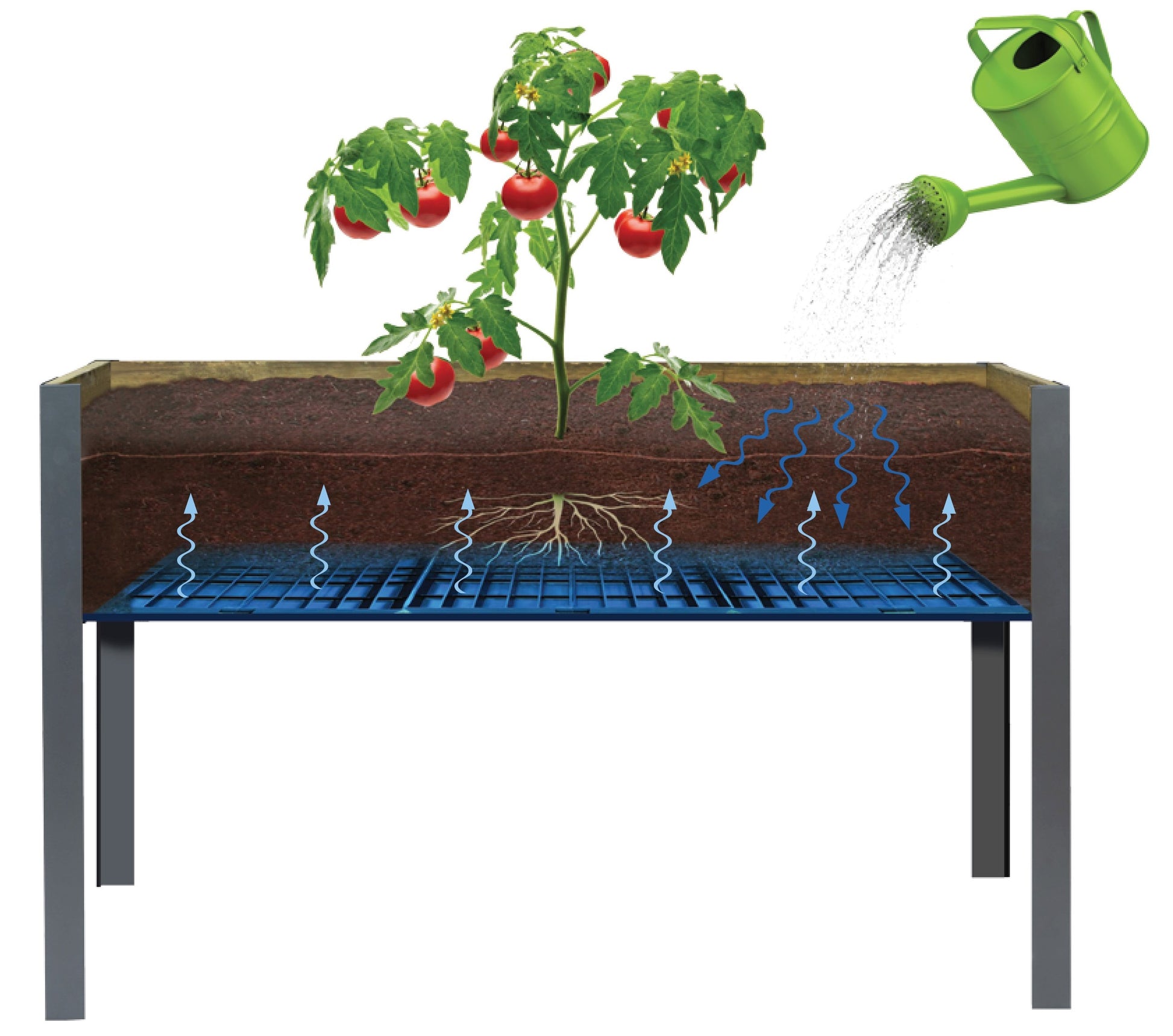 cedarcraft self-watering elevated spruce planter CedarCraft Elevated Spruce Deck Patio Planter 21"L x 47"W x 30"H, Gray