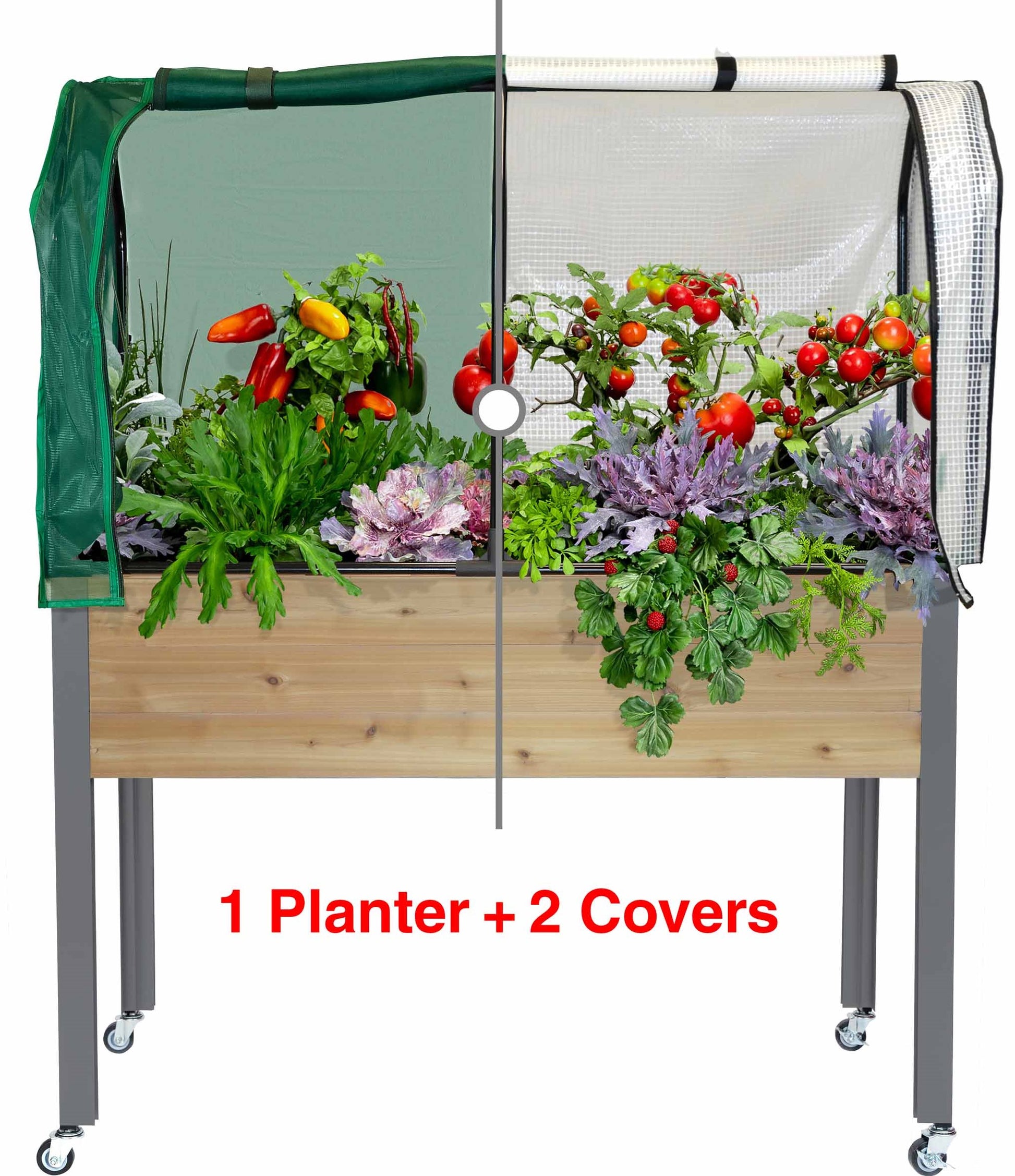 cedarcraft self watering planter cover Self-Watering Cedar Planter (21 x 47 x 32"H) + Greenhouse & Bug Cover – CedarCraft